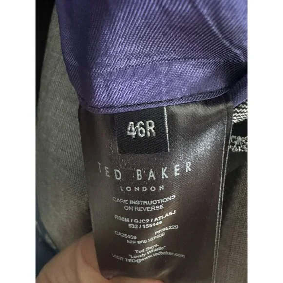 Ted Baker London Gray Two-Piece Suit 46R / 38WSlim Fit w/ Paisley LiningWool